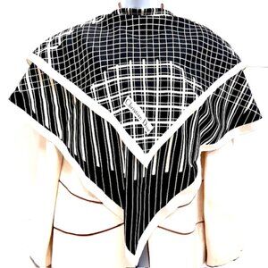 Christian Dior 100% Silk Scarf  Satin 31"  black white check made in France (19
